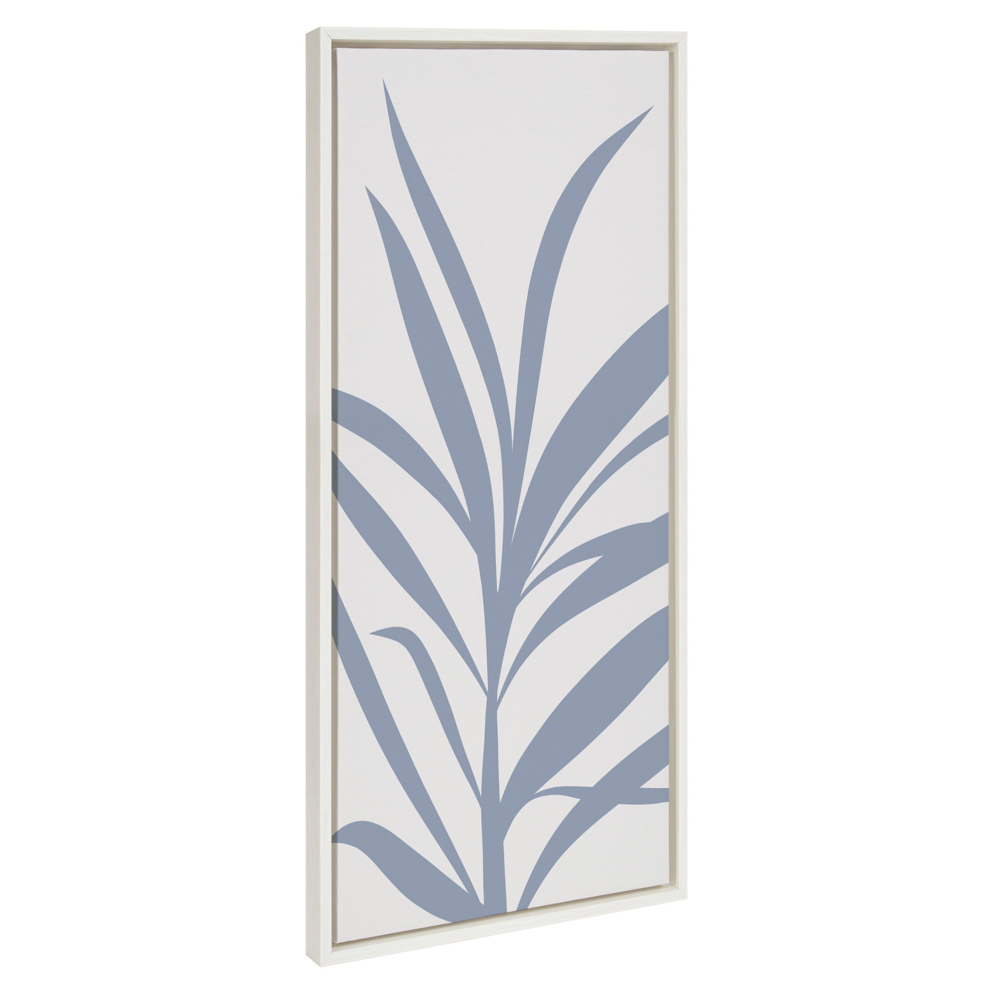 Sylvie Mid Century Retro Jungle Botanical Light Blue Framed Canvas by kateandlaurel - main product image for Resin Society