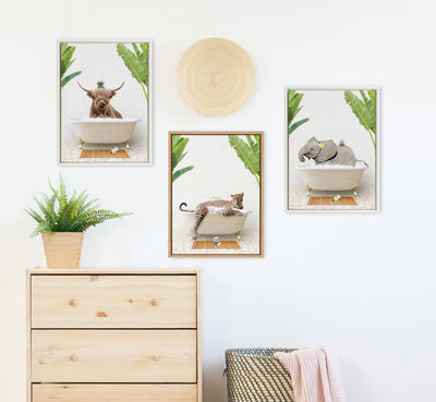 Sylvie Leopard in Bali Bath Framed Canvas by Amy Peterson Art Studio