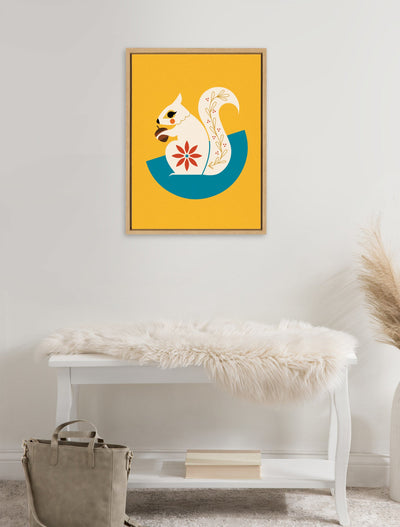 Sylvie White Squirrel Framed Canvas by Amber Leaders Designs