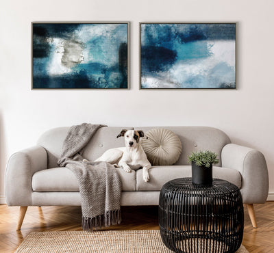 Sylvie Aqua Abstract 1 Framed Canvas by kateandlaurel - product image 14 for Resin Society