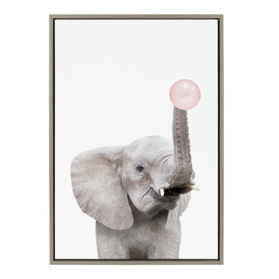 Sylvie Bubble Gum Elephant Framed Canvas by Amy Peterson Art Studio by kateandlaurel - product image 7 for Resin Society