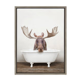 Sylvie Moose Rustic Bubble Bath Framed Canvas by kateandlaurel - product image 2 for Resin Society