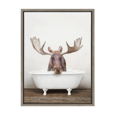 Sylvie Moose Rustic Bubble Bath Framed Canvas by kateandlaurel - product image 2 for Resin Society