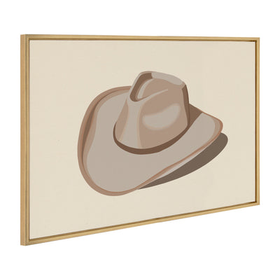 Sylvie Cowgirl Hat Landscape Framed Canvas by Honey Island Studio in Natural frame