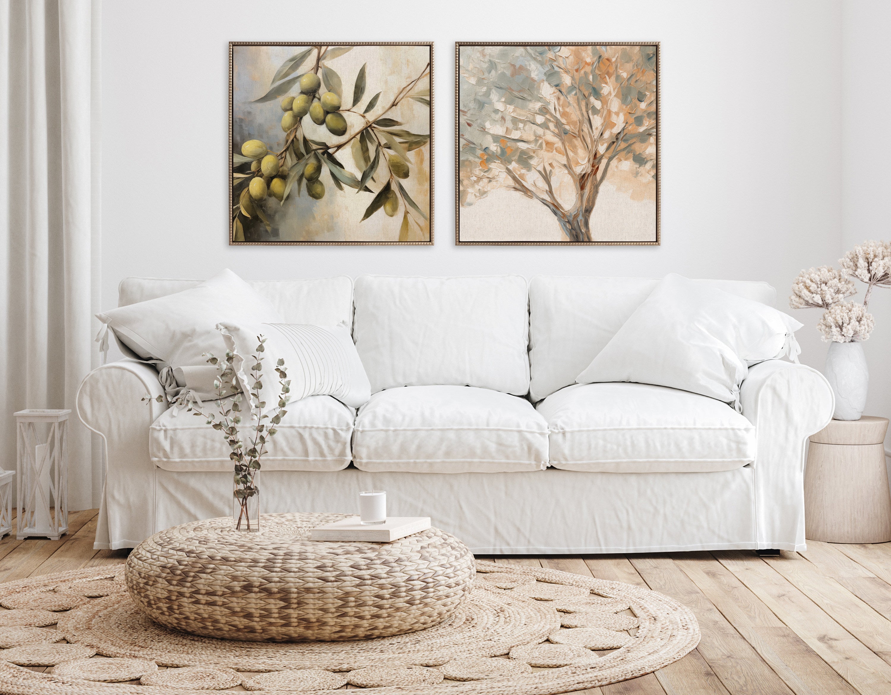 Sylvie Beaded Mediterranean Tree Framed Canvas by The Creative Bunch Studio