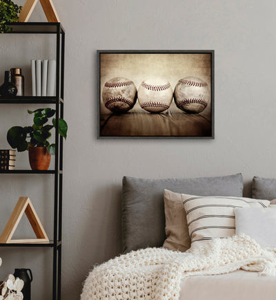 Sylvie Three Vintage Baseballs Framed Canvas by kateandlaurel - product image 7 for Resin Society