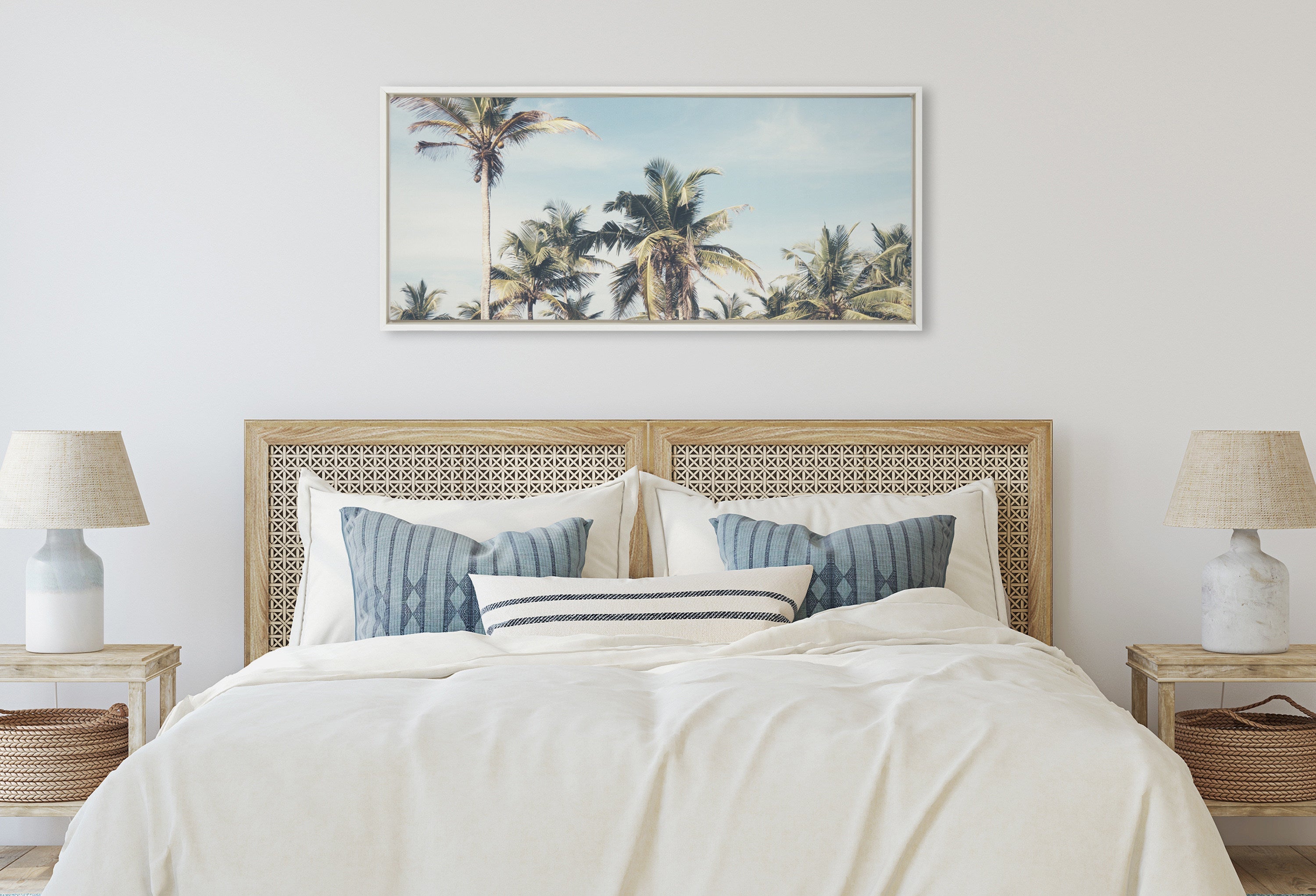 Sylvie Coastal Coconut Palm Tree Beach Framed Canvas by kateandlaurel - product image 10 for Resin Society
