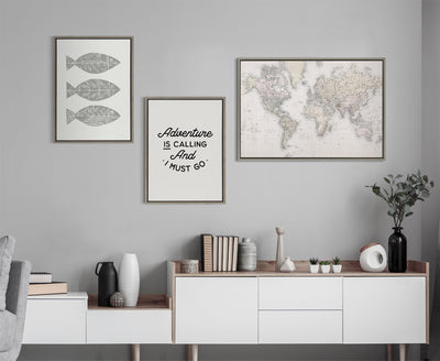 Sylvie Vintage World Map Framed Canvas by The Creative Bunch Studio by kateandlaurel - product image 17 for Resin Society