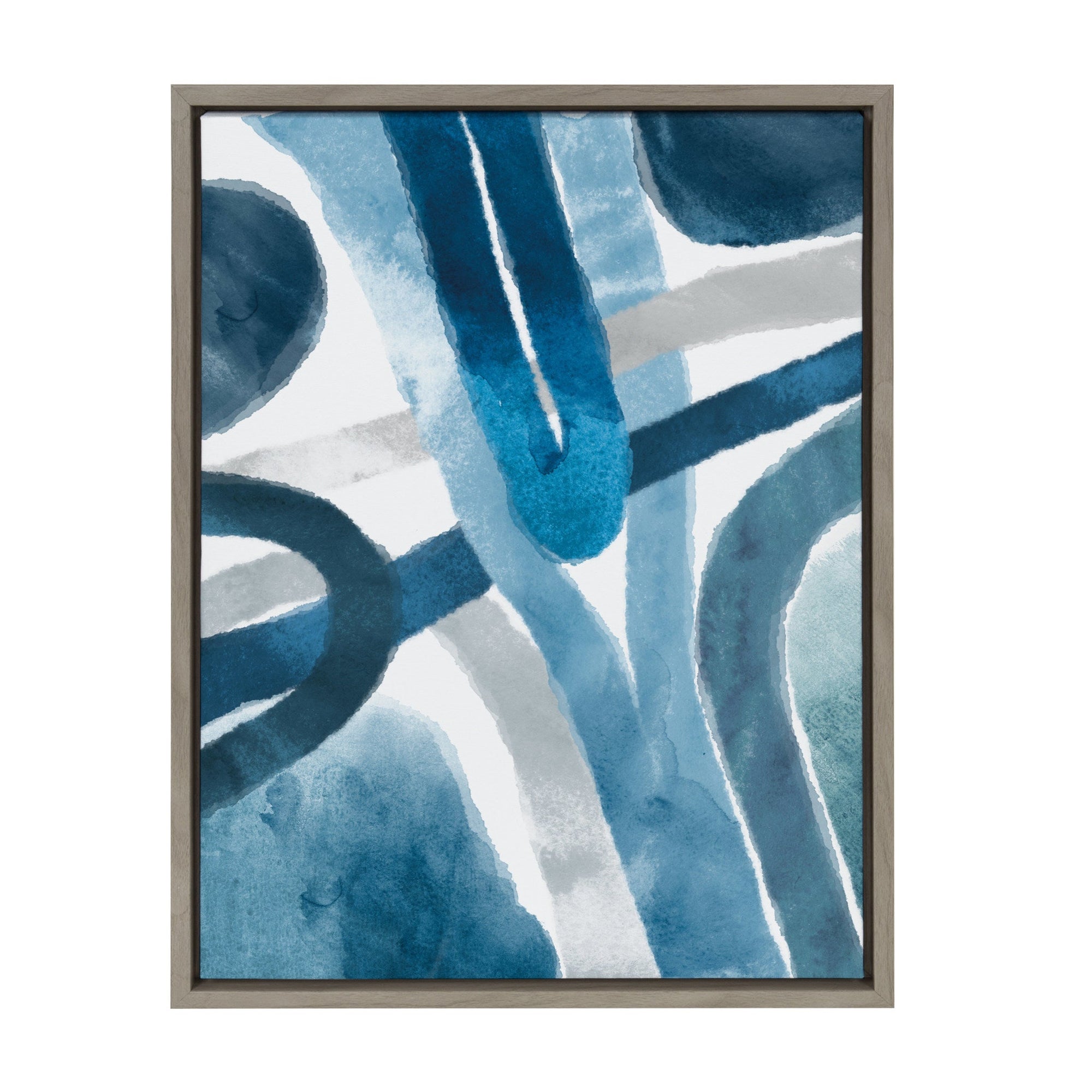 Sylvie Abstract Blue And Gray Watercolor Framed Canvas, Gray 18x24 by kateandlaurel - main product image for Resin Society