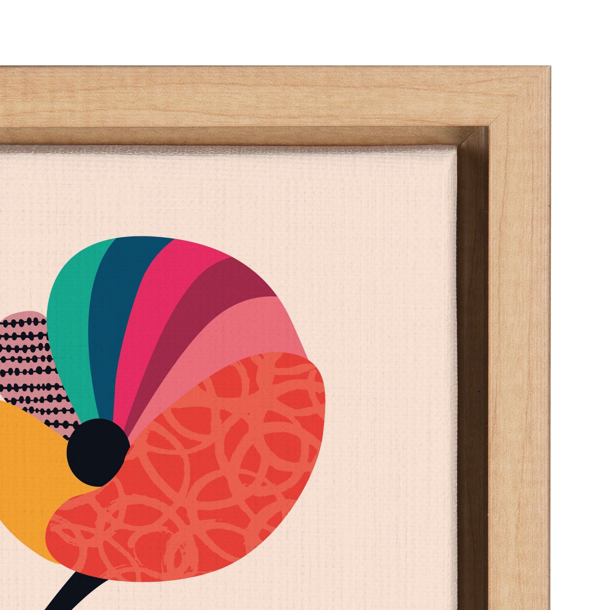 Sylvie Mid Century Modern Poppies Framed Canvas by kateandlaurel - product image 3 for Resin Society