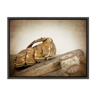 Sylvie Baseball Glove And Bat Framed Canvas by kateandlaurel - main product image for Resin Society