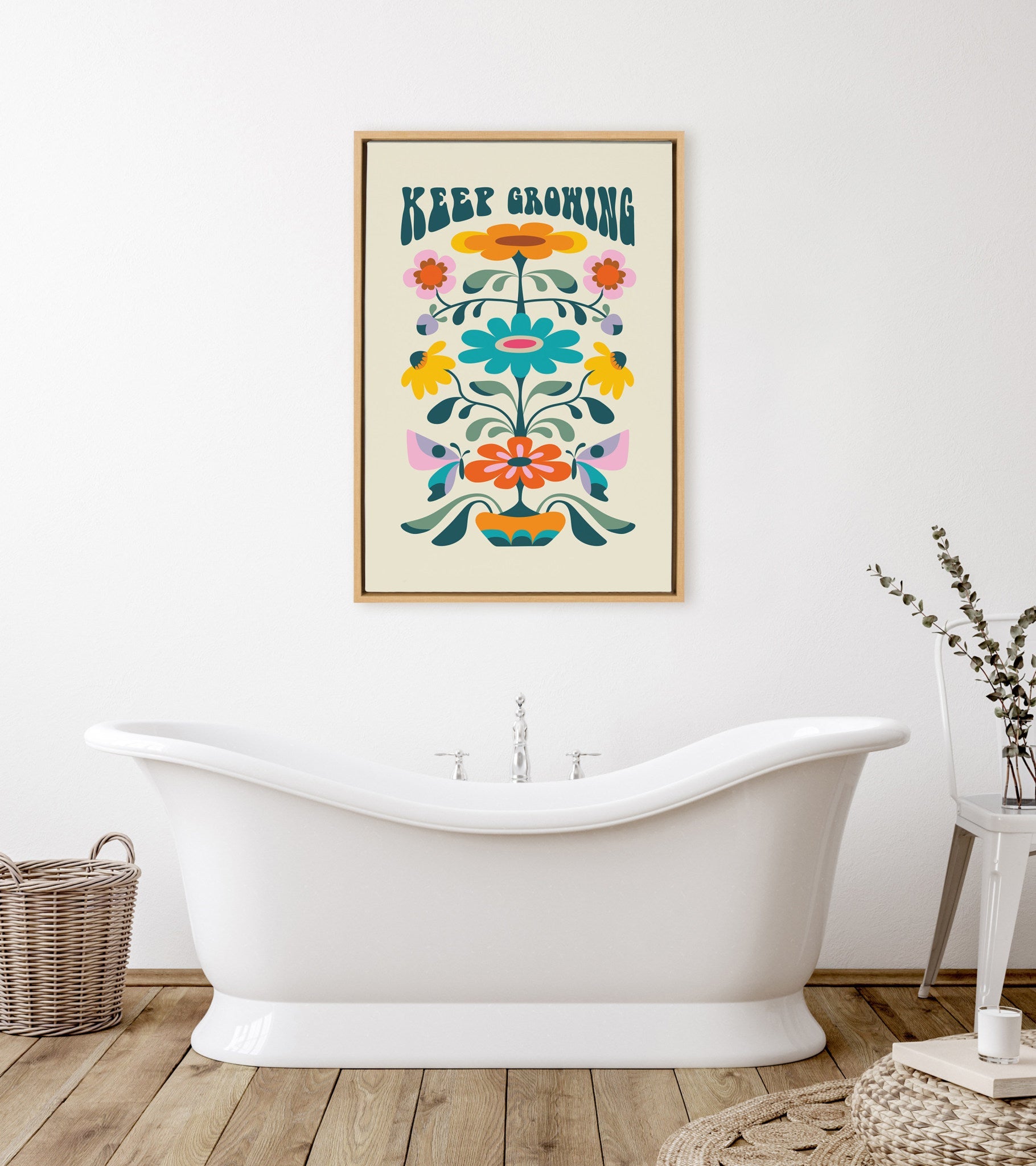 Sylvie Keep Growing Framed Canvas by kateandlaurel - product image 6 for Resin Society