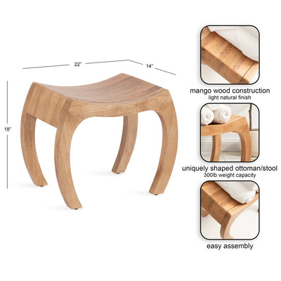Loviisa Wood Ottoman and Vanity Stool