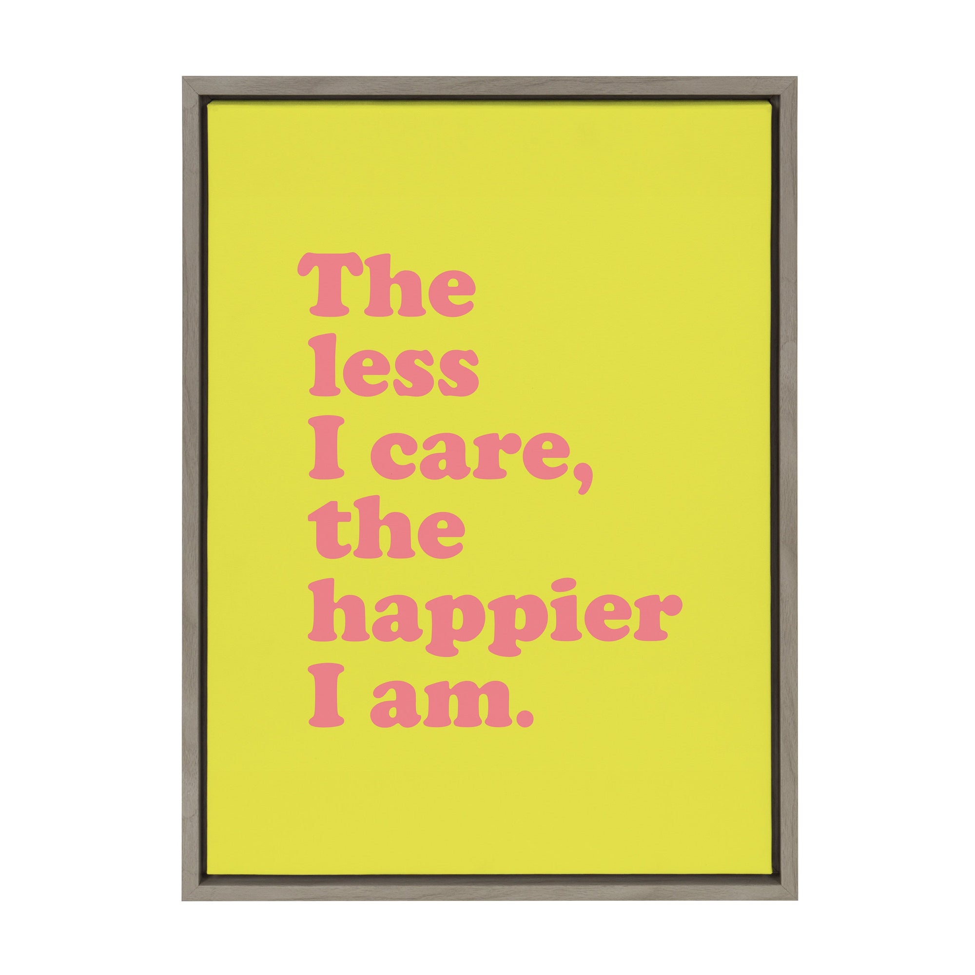 Sylvie Less I Care Happier I am in Yellow and Pink Framed Canvas by kateandlaurel - product image 9 for Resin Society