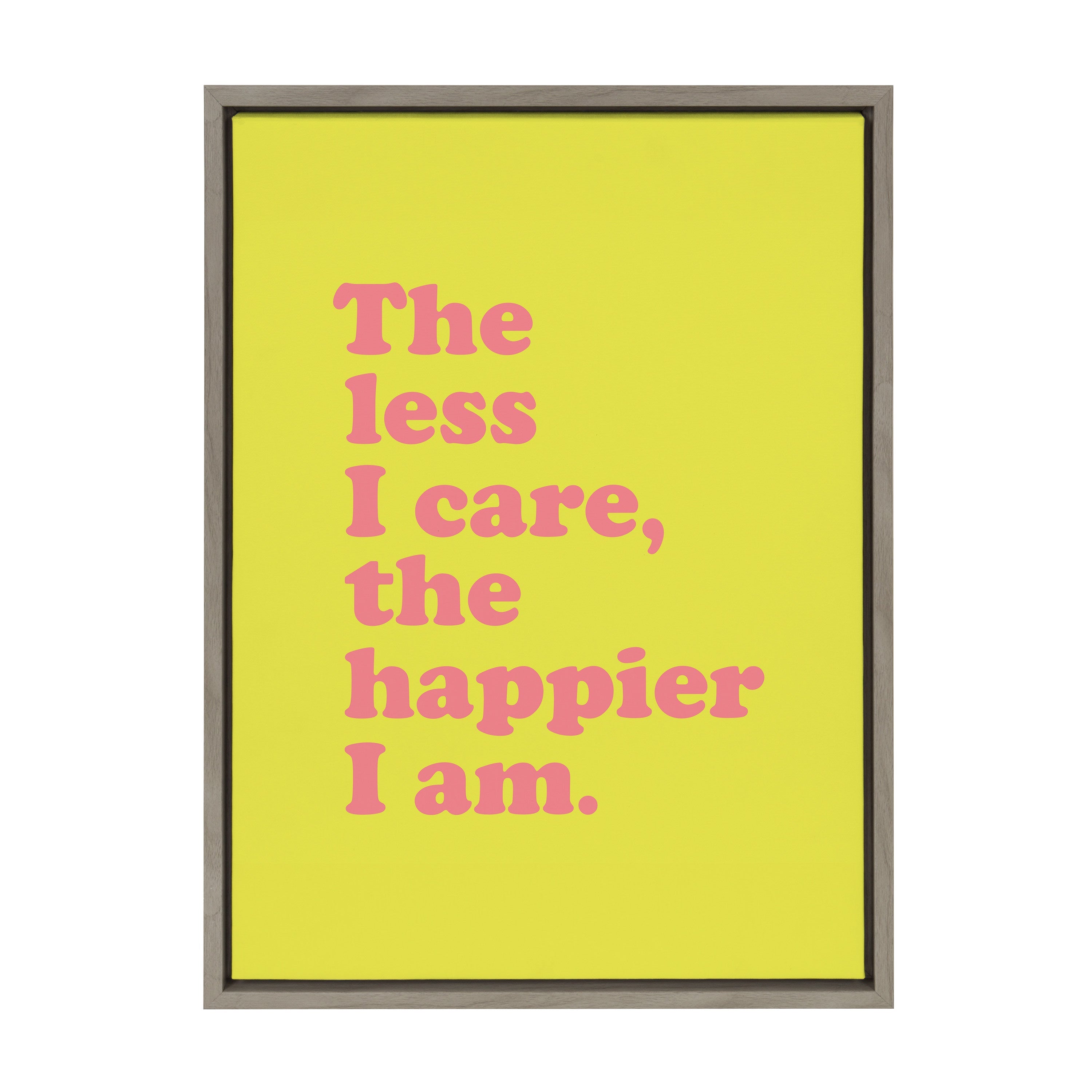 Sylvie Less I Care Happier I am in Yellow and Pink Framed Canvas by kateandlaurel - product image 9 for Resin Society
