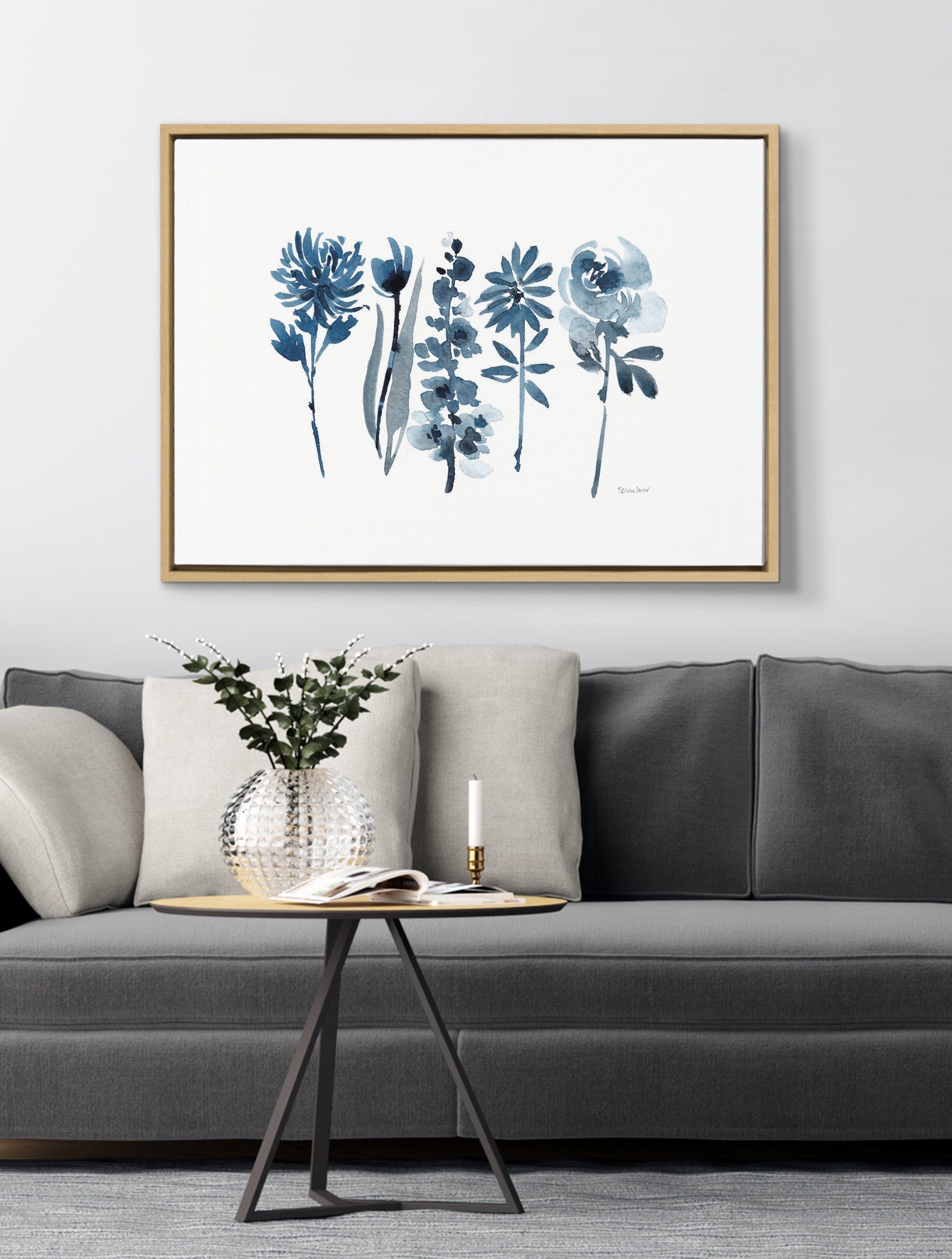 Sylvie Blue Blooms Framed Canvas by kateandlaurel - product image 8 for Resin Society