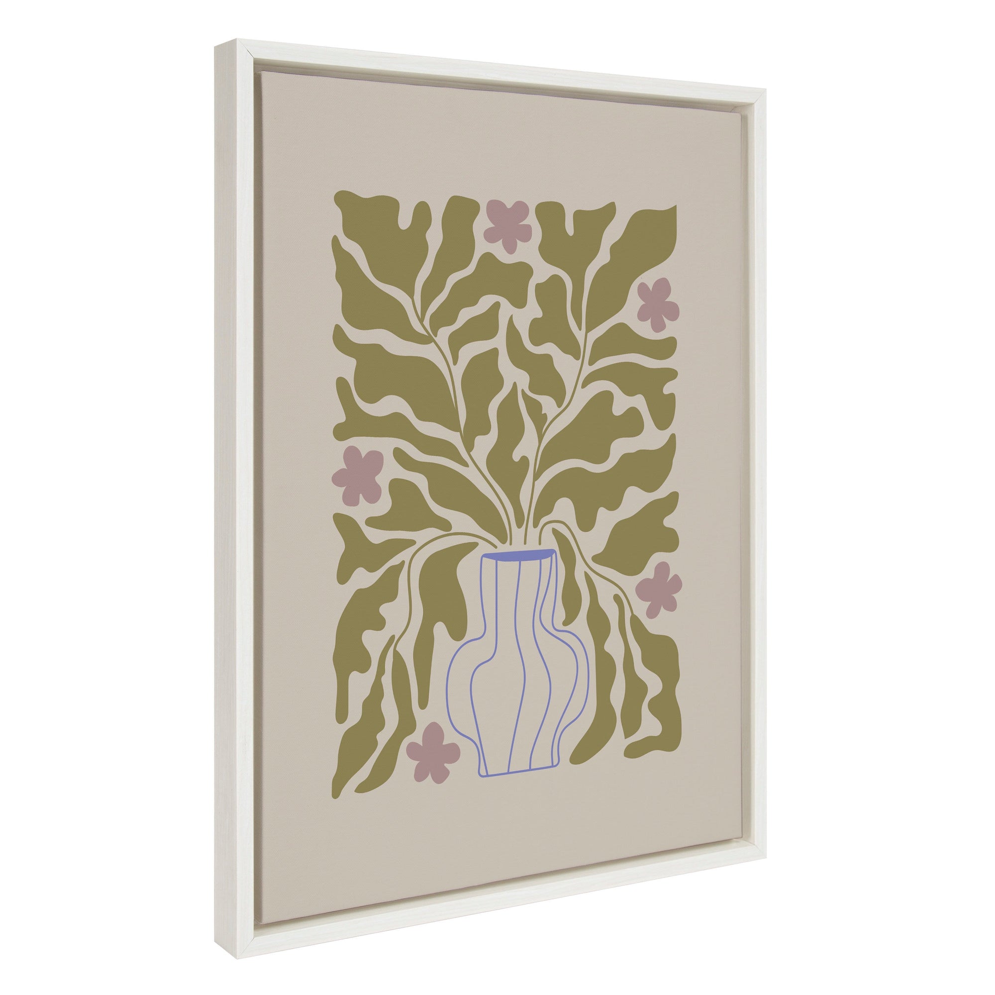Sylvie Colorful Abstract Retro Floral Blue Vase Framed Canvas by kateandlaurel - product image 7 for Resin Society