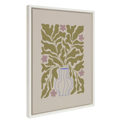 Sylvie Colorful Abstract Retro Floral Blue Vase Framed Canvas by kateandlaurel - product image 7 for Resin Society