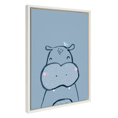 Sylvie Inky Hippo Framed Canvas by Lauradidthis by kateandlaurel - product image 2 for Resin Society