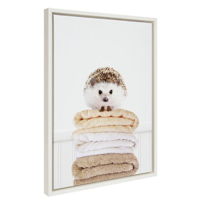 Sylvie Fold Hedgehog 1 Framed Canvas by kateandlaurel - main product image for Resin Society