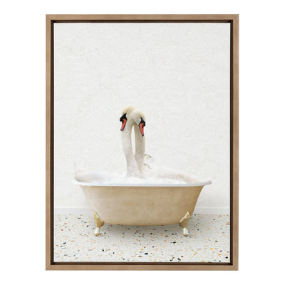 Sylvie Swans Hugging in Terrazzo Bath Framed Canvas by Amy Peterson Art Studio