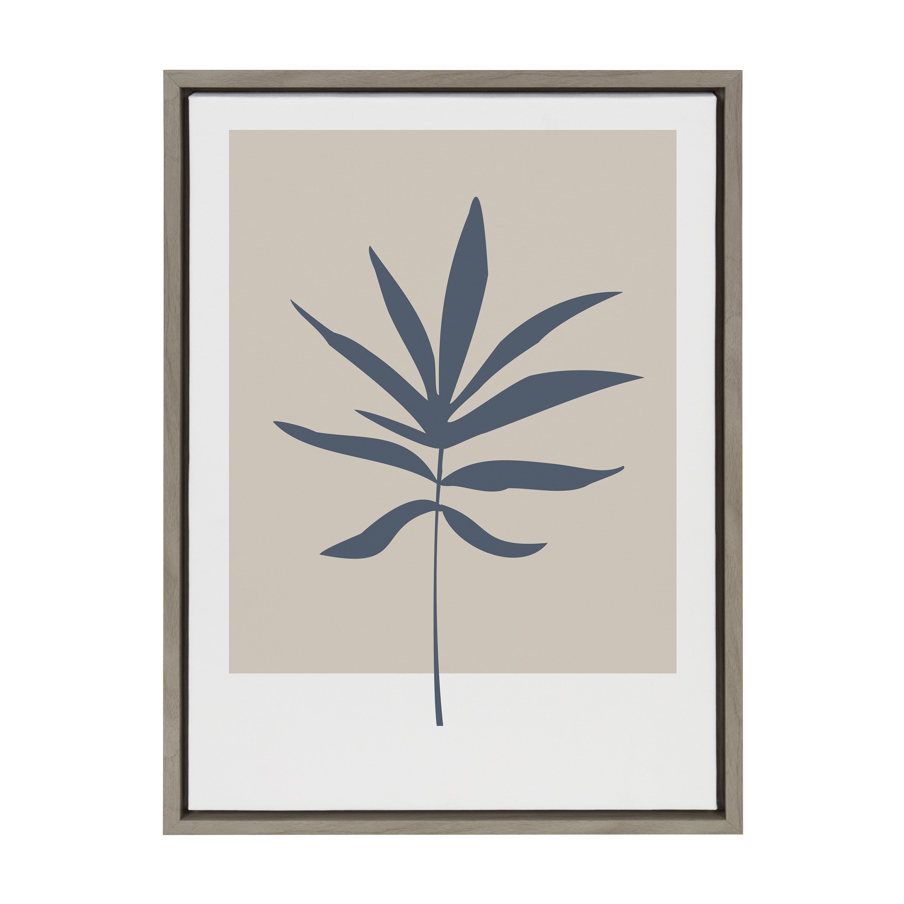 Sylvie Muted Tan and Blue Colorblock Botanical Leaf Framed Canvas by kateandlaurel - product image 14 for Resin Society