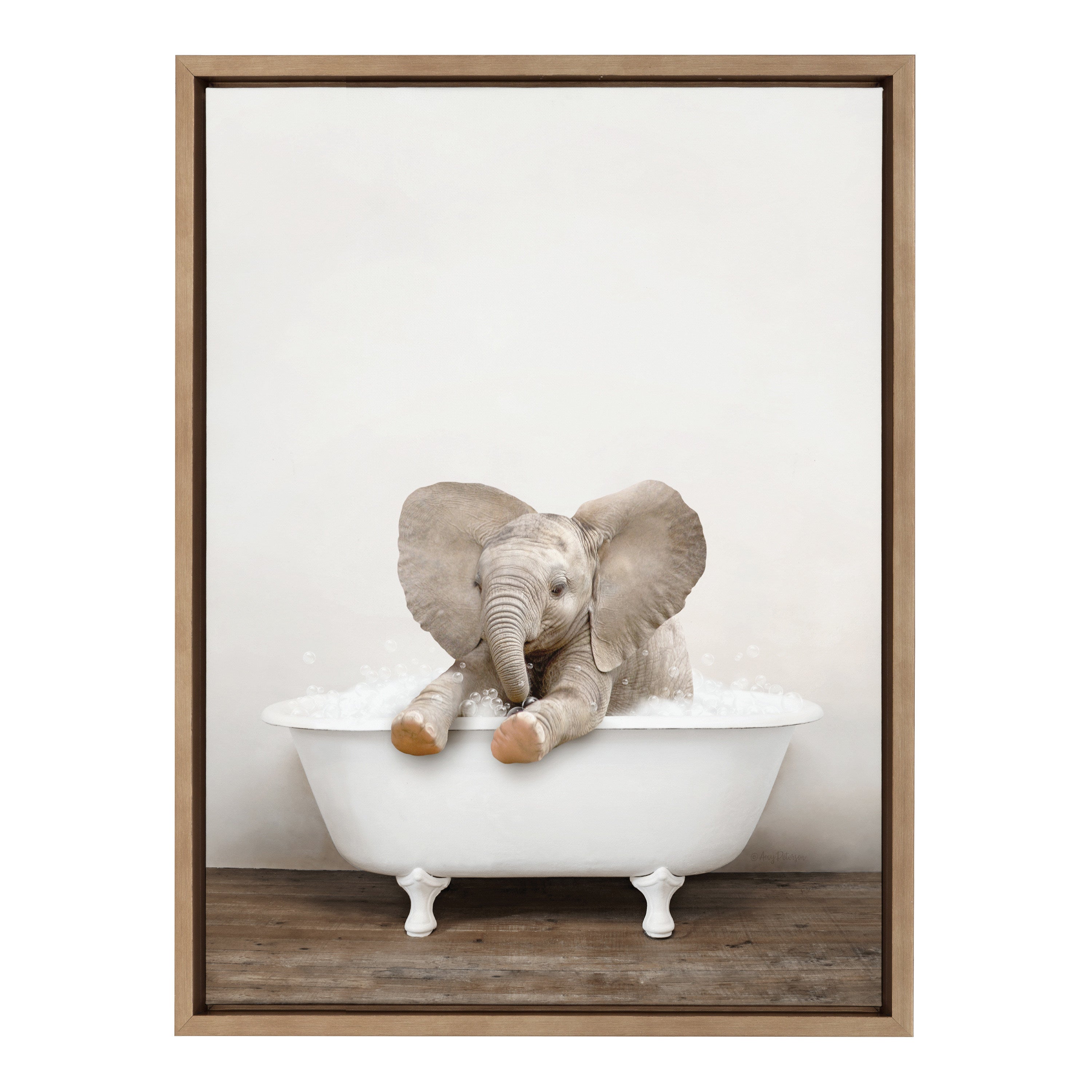 Sylvie Baby Elephant No 6 in Rustic Bath Framed Canvas by kateandlaurel - product image 8 for Resin Society