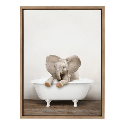 Sylvie Baby Elephant No 6 in Rustic Bath Framed Canvas by kateandlaurel - product image 8 for Resin Society