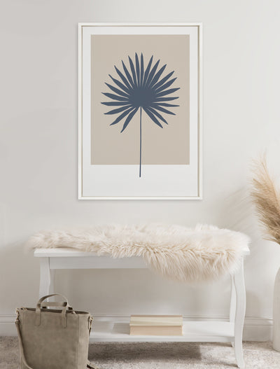 Sylvie Muted Tan and Blue Colorblock Botanical Palm Framed Canvas by kateandlaurel - product image 4 for Resin Society