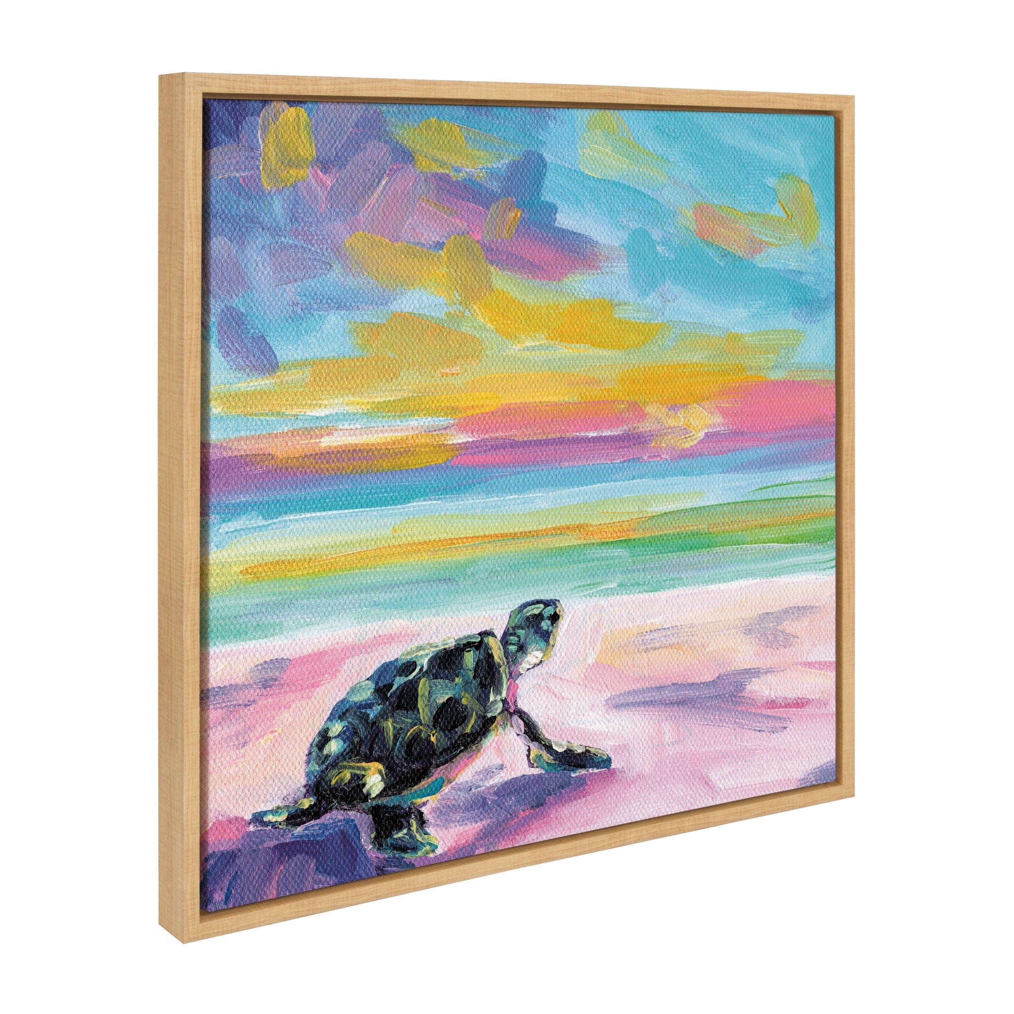 Sylvie Sunset Sea Turtle Framed Canvas by Rachel Christopoulos by kateandlaurel - main product image for Resin Society