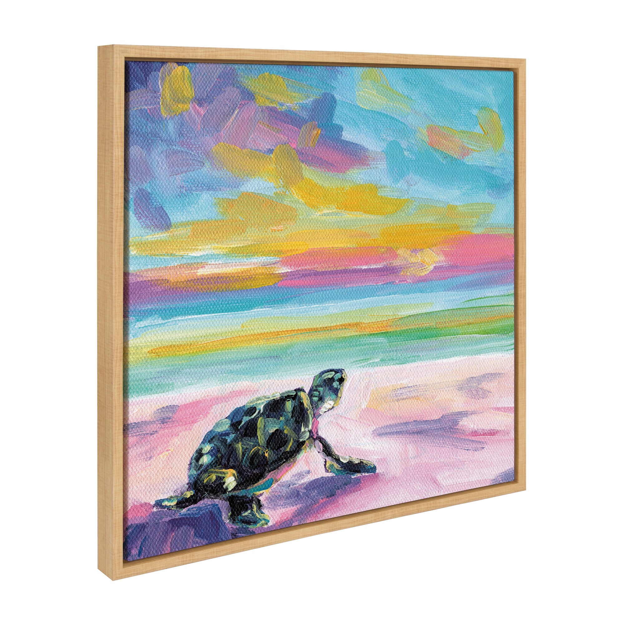 Sylvie Sunset Sea Turtle Framed Canvas by Rachel Christopoulos by kateandlaurel - product image 7 for Resin Society