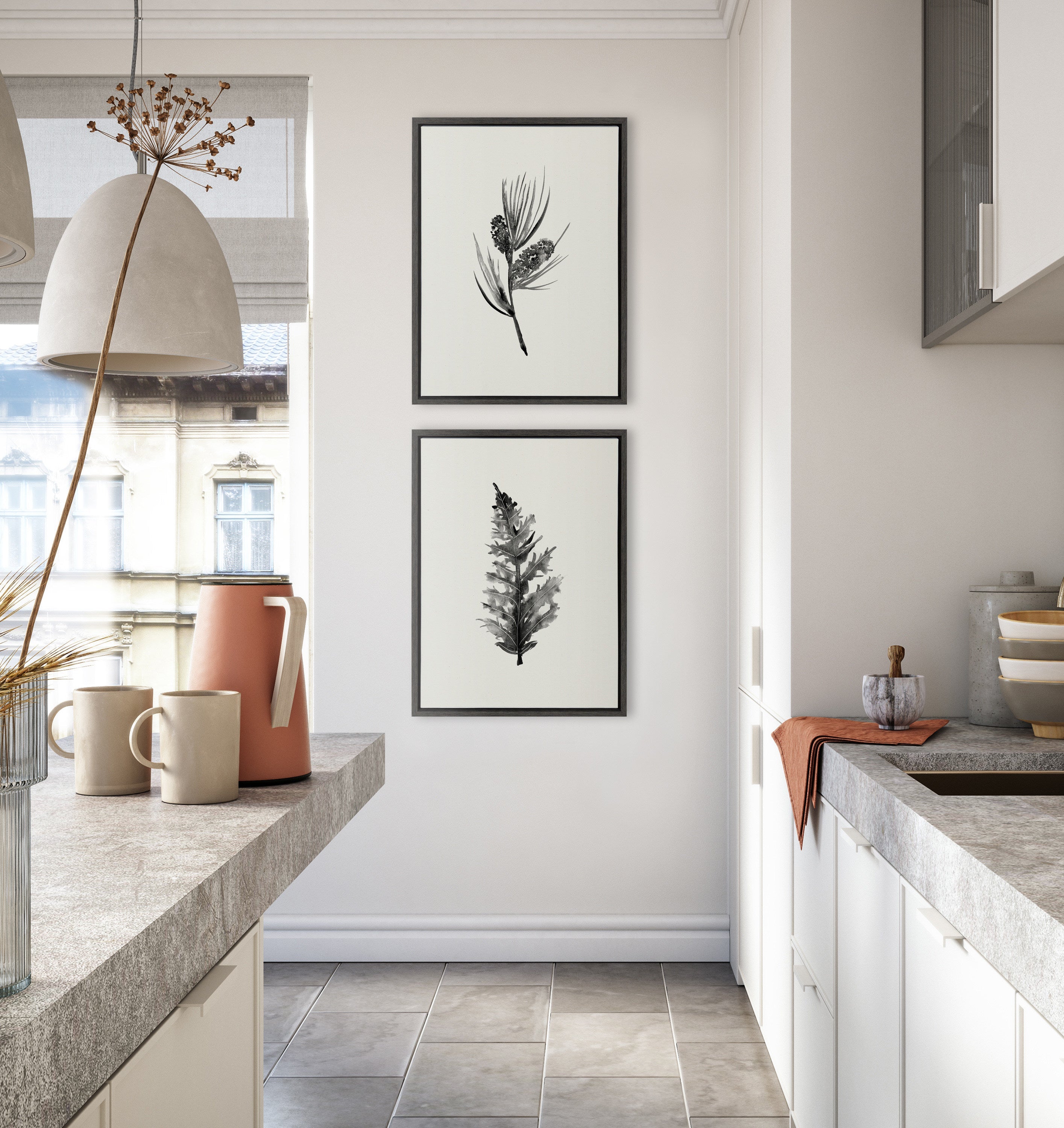 Sylvie Vintage Botanical 3 and 4 Framed Canvas Set by kateandlaurel - product image 11 for Resin Society