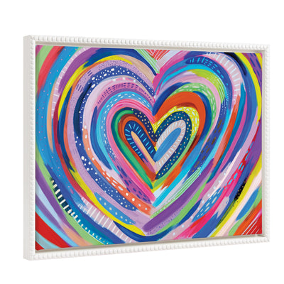 Sylvie Beaded EV Heart Burst 1 Framed Canvas by EttaVee