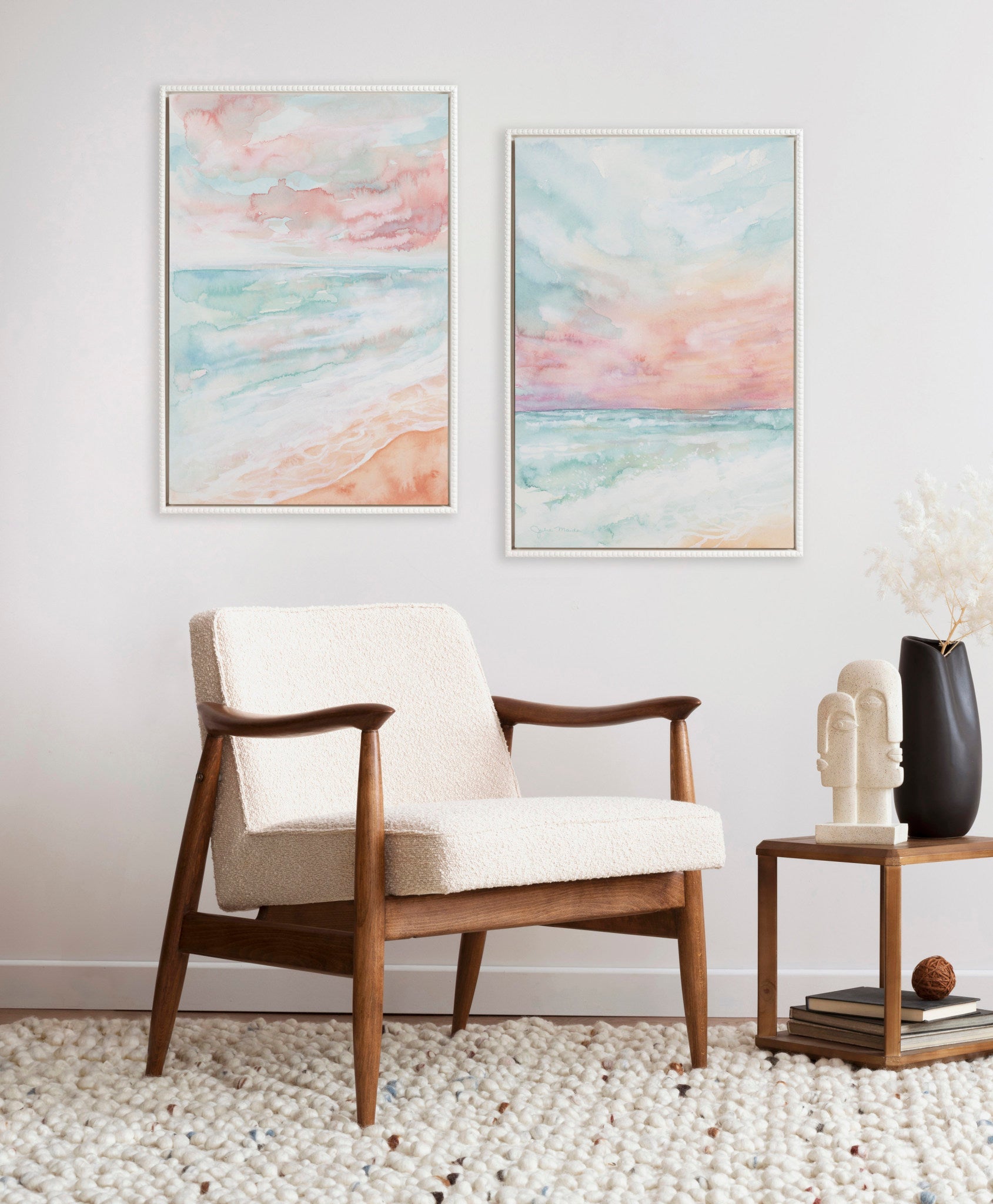 Sylvie Beaded All is Calm and Sky and Sea Framed Canvas Art Set by Julie Maida