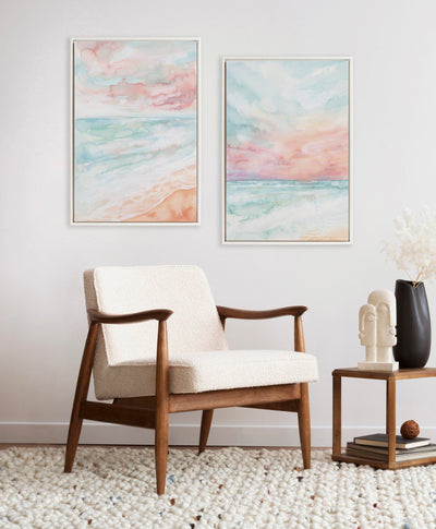 Sylvie Beaded All is Calm and Sky and Sea Framed Canvas Art Set by Julie Maida