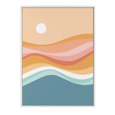 Sylvie Rainbow Waves Seascape Framed Canvas by kateandlaurel - main product image for Resin Society