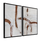 Sylvie Beaded Pathways of Time I and II two framed canvas art set displayed on wall