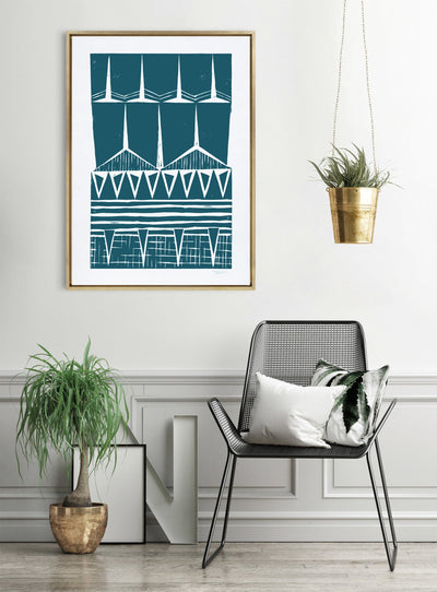 Sylvie Modern Tribal Block Print Teal Framed Canvas by kateandlaurel - product image 6 for Resin Society