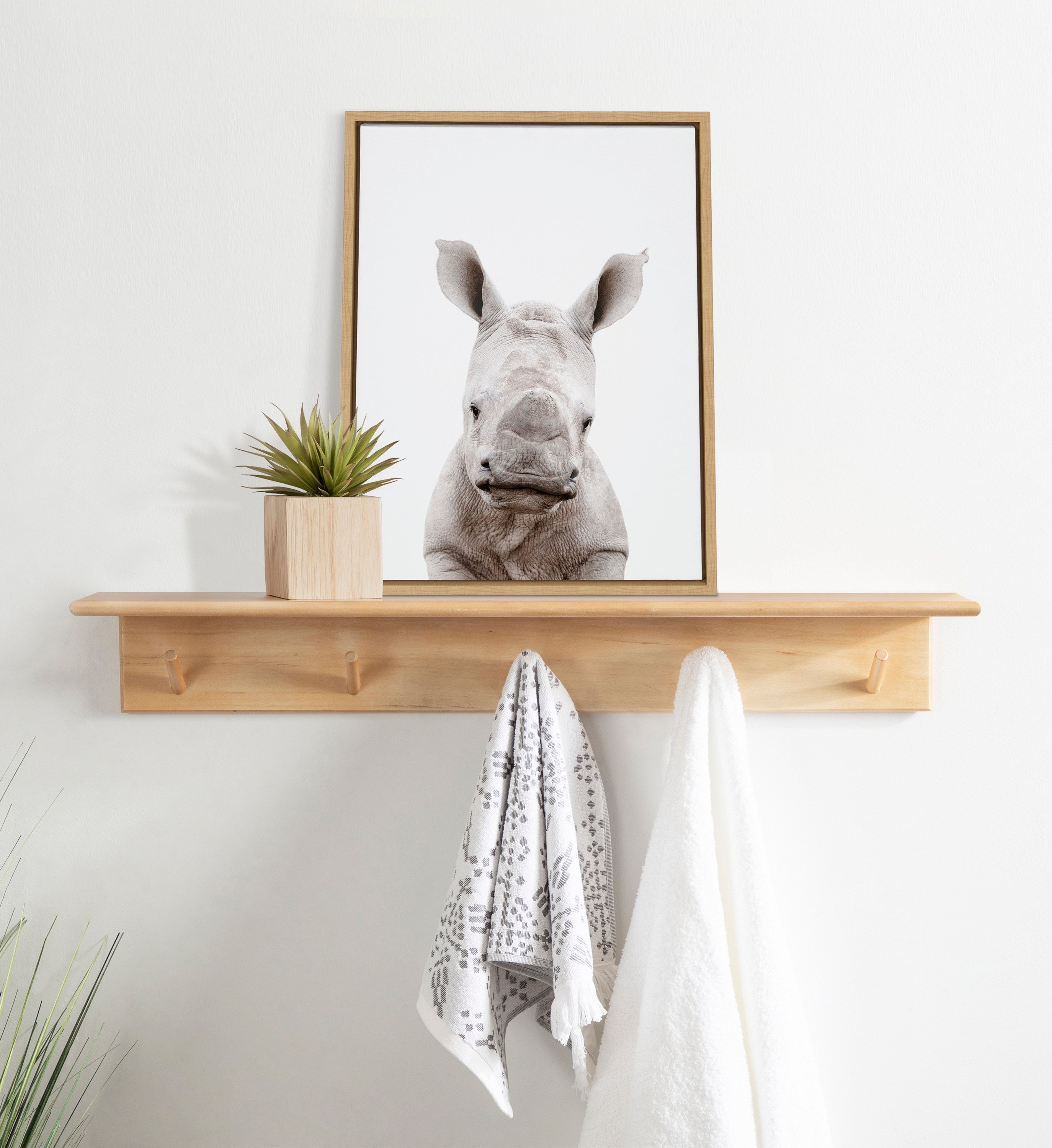 Sylvie Animal Studio Baby Rhino Framed Canvas by Amy Peterson Art Studio