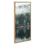 Sylvie Misty Forest framed floating canvas showing smoky forest hills and trees