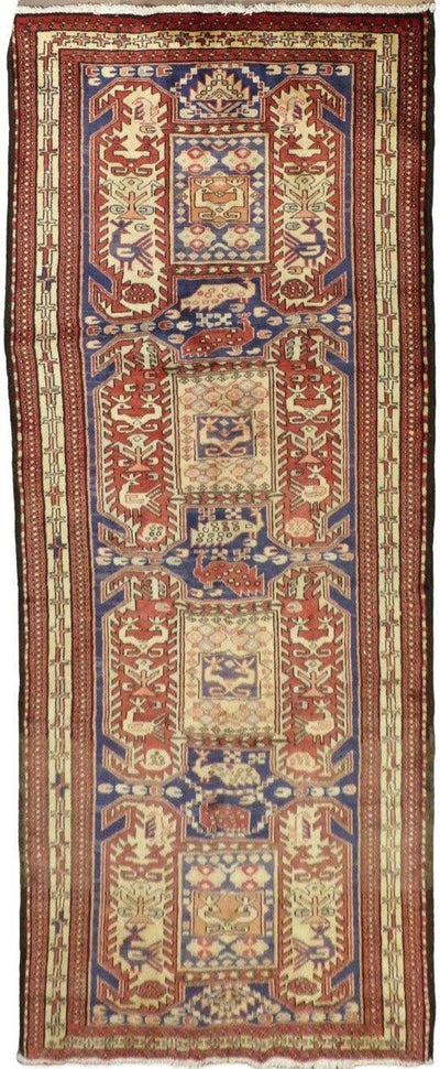 Geometric Meshkin Persian Vintage Runner Rug Handmade Wool Carpet by Rugistan - main product image for Resin Society