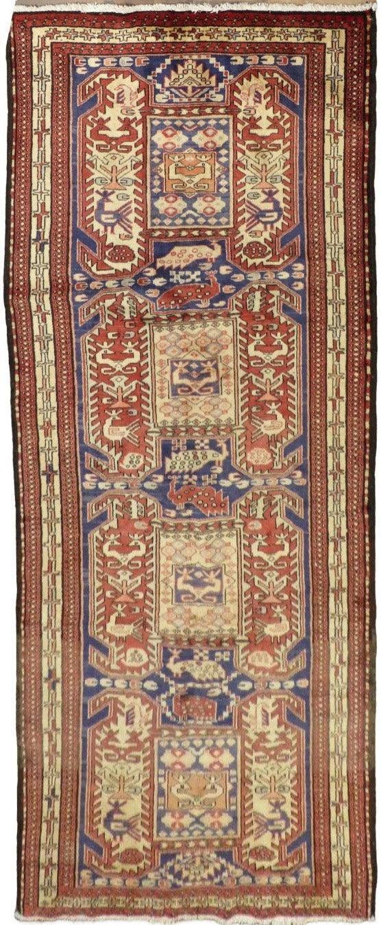 Geometric Meshkin Persian Vintage Runner Rug Handmade Wool Carpet by Rugistan - main product image for Resin Society