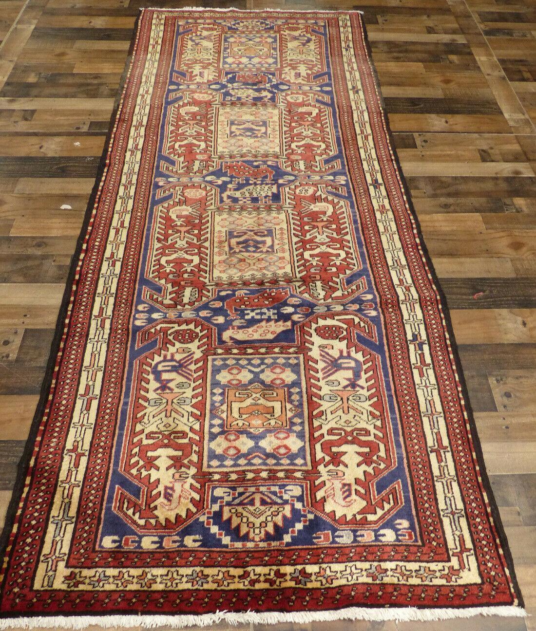 Geometric Meshkin Persian Vintage Runner Rug Handmade Wool Carpet by Rugistan - product image 11 for Resin Society