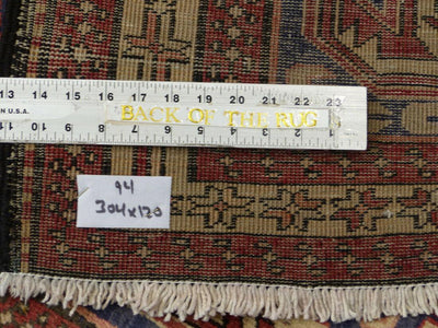Geometric Meshkin Persian Vintage Runner Rug Handmade Wool Carpet by Rugistan - product image 13 for Resin Society
