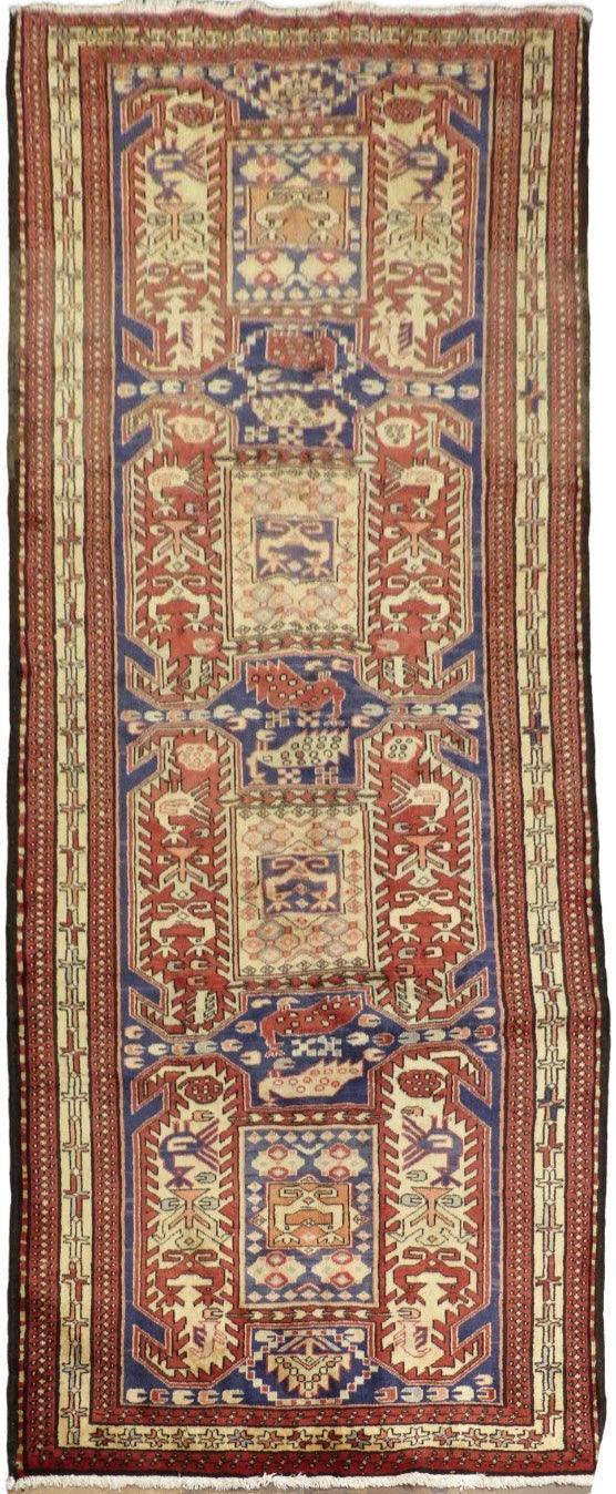 Geometric Meshkin Persian Vintage Runner Rug Handmade Wool Carpet by Rugistan - product image 14 for Resin Society