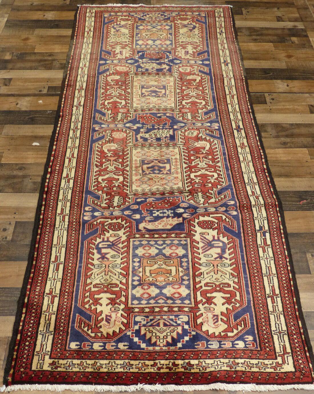 Geometric Meshkin Persian Vintage Runner Rug Handmade Wool Carpet by Rugistan - product image 3 for Resin Society