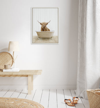 Sylvie Highland Cow Farmhouse Bath Framed Canvas by kateandlaurel - product image 4 for Resin Society
