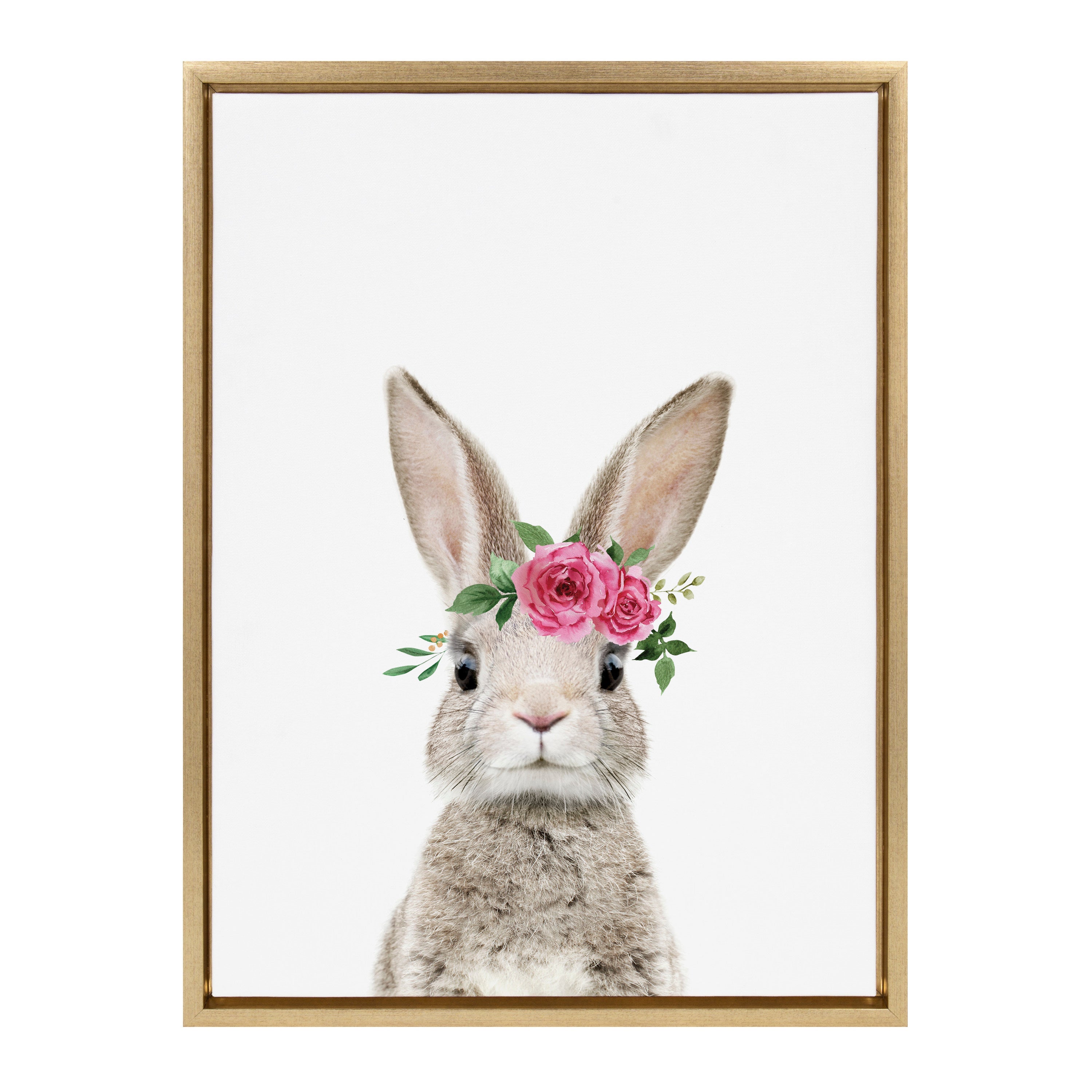 Sylvie Flower Crown Bunny Framed Canvas by Amy Peterson Art Studio