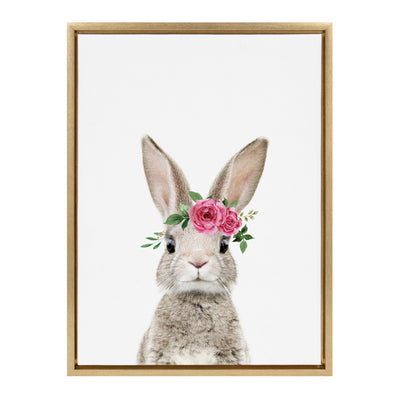 Sylvie Flower Crown Bunny Framed Canvas by Amy Peterson Art Studio