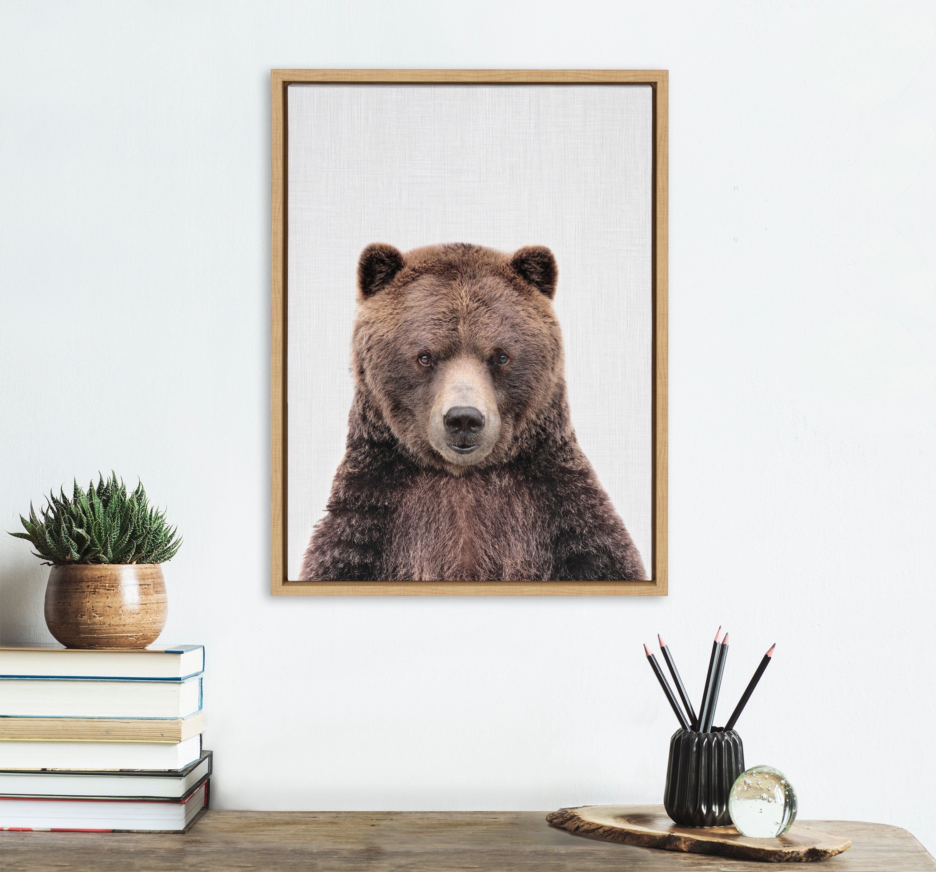 Sylvie Cute Bear Color Framed Canvas by kateandlaurel - product image 4 for Resin Society